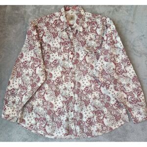 Cowboy Hardware Shirt Mens XXL Burgundy Paisley Western Red Pearl Snap Cowboy